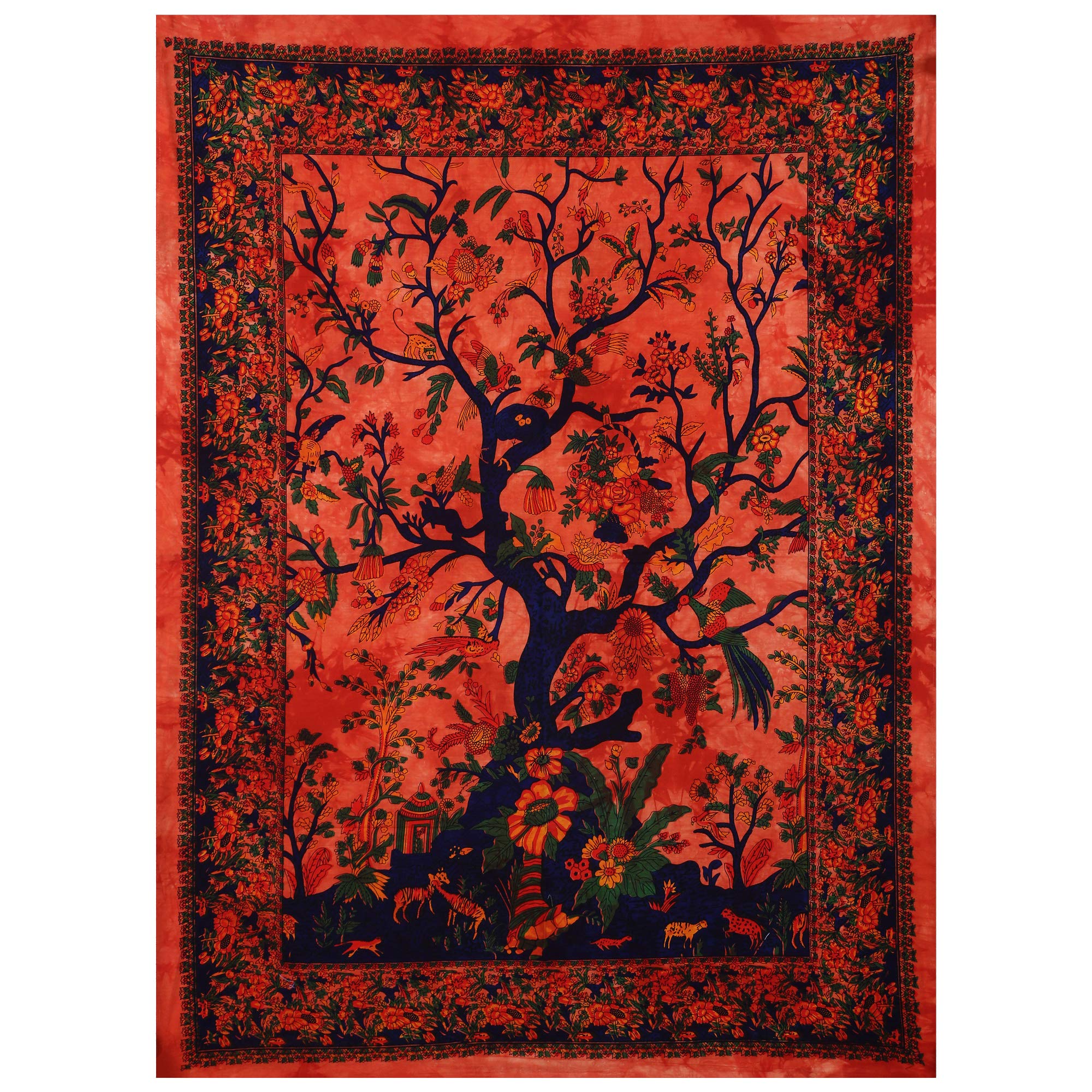 Orange Tree of Life Tapestry - Psychedelic Wall Hanging for Bedroom & Picnic Decor (30x40 Inch)