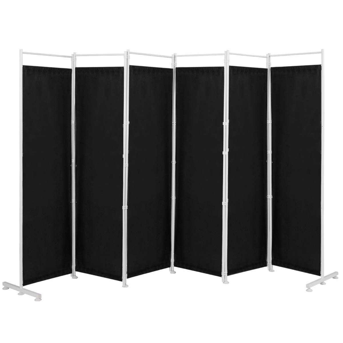 Giantex 6-Panel Room Divider - 6ft Tall Folding Privacy Screen with Steel Base | Lightweight Portable Room Separator for Home, Office & Events | Black Partition Wall for Bedroom, Living Room & Studio