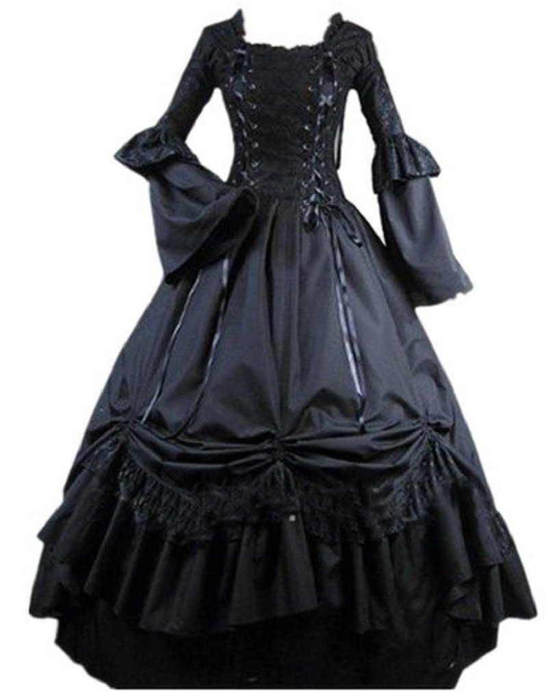 Black Square Neck Gothic Victorian Prom Dress for Women - Elegant Formal Evening Gown for Homecoming, Ball, and Special Occasions
