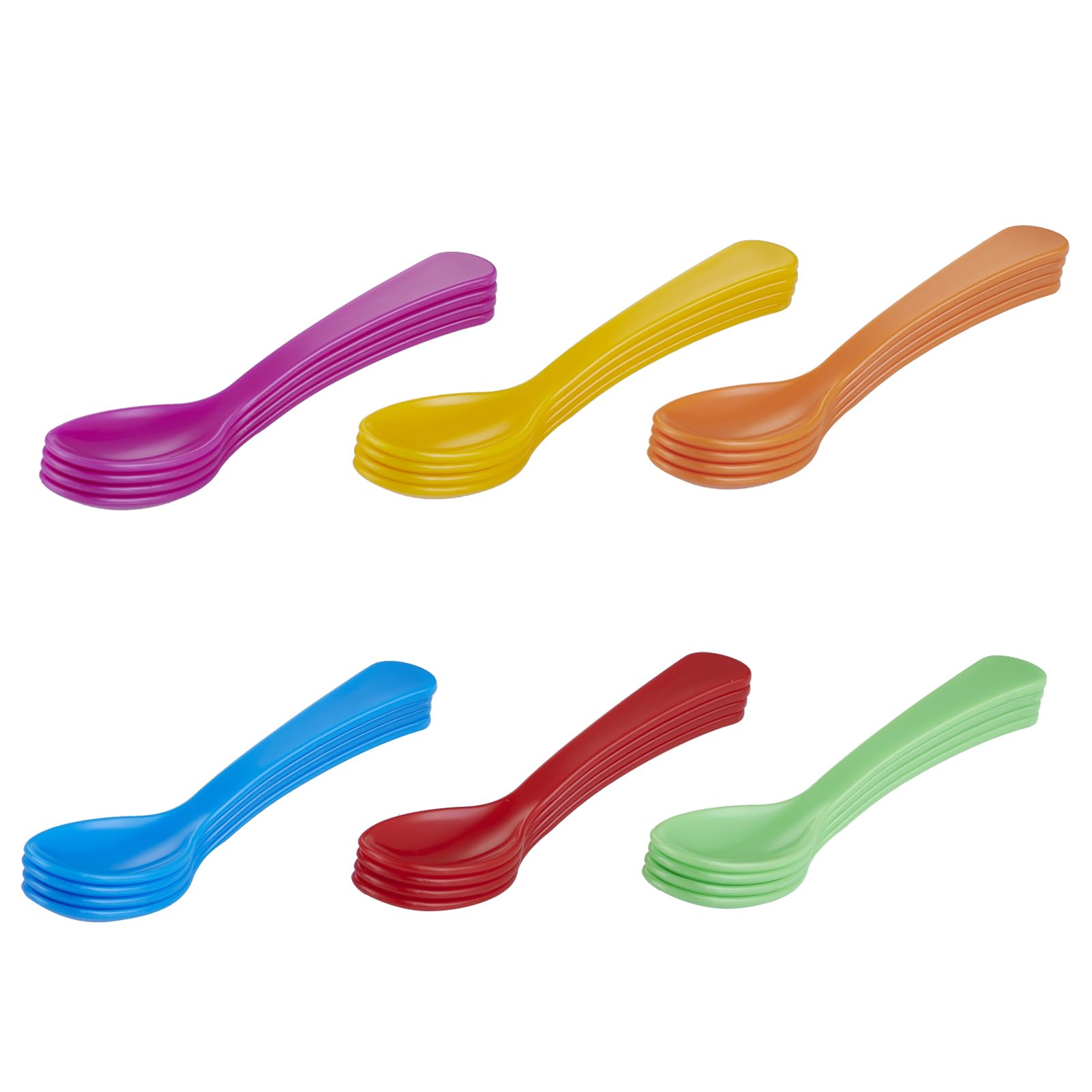 Colorful Disposable Plastic Egg Spoons for Soft & Hard Boiled Eggs - 24 Pack Multifunctional Coffee, Tea, Ice Cream Spoons - Perfect for Breakfast, Picnics & Parties