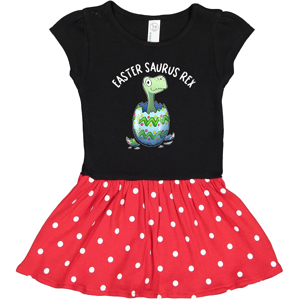Inktastic Easter Saurus Rex Dinosaur Hatching Easter Egg Toddler Dress - Cute Dino Print Baby Girl Outfit for Easter Sunday, Spring Party & Family Photos