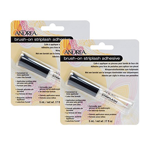 Andrea Brush-On Clear Strip Lash Adhesive for Fake Eyelashes - 2 Pack | Long-Lasting, Waterproof Eyelash Glue for Flawless False Lash Application | Perfect for Daily Wear, Special Occasions & Makeup Artists