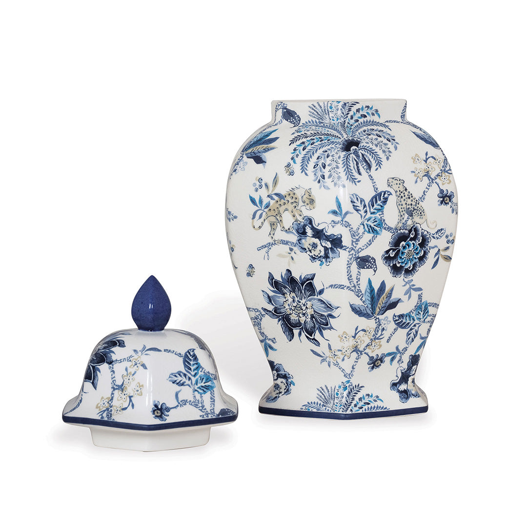 Braganza Blue Ginger Jar - Handcrafted Ceramic Vase for Home Decor, Wedding Centerpiece & Asian-Inspired Interior Design