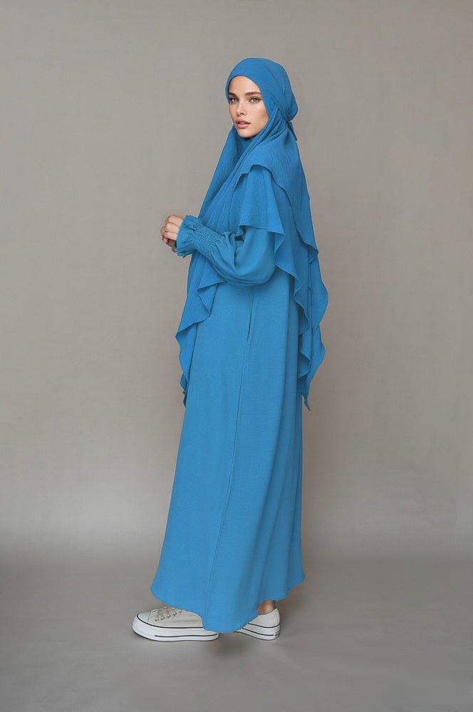 Light Blue Modest Maxi Dress with Pockets - Wrinkle-Free Flowy Long Dress for Women | Perfect for Church, Beach & Summer Outfits