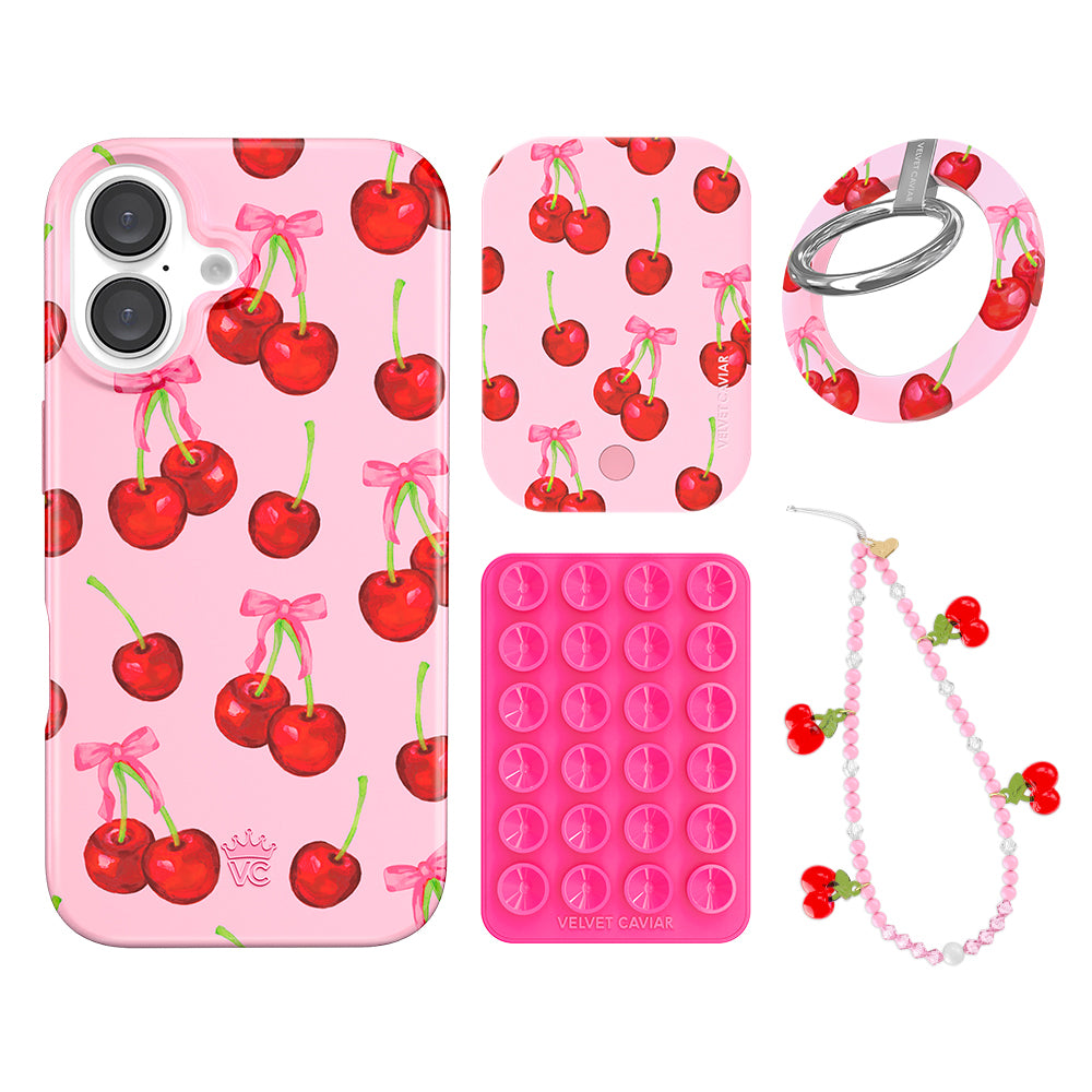 Sweet Cherry iPhone Case with Grip - Shockproof & Anti-Slip Phone Cover for iPhone 13/14/15 Pro Max - Cute Aesthetic Accessory for Women Girls (Perfect for Daily Use, Workouts & Outdoor Activities)