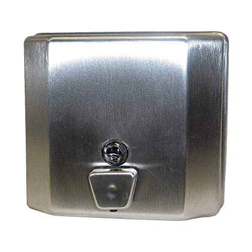 Tough Guy Heavy-Duty Soap and Lotion Dispenser - 47 oz Large Capacity, Silver Stainless Steel - Ideal for Commercial Restrooms, Gyms, and High-Traffic Areas