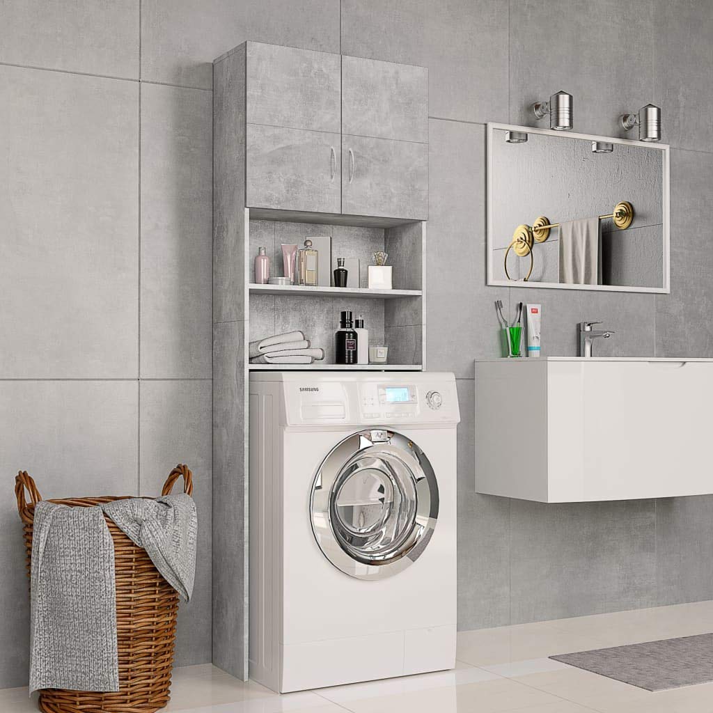 vidaXL Washing Machine Storage Cabinet with Adjustable Shelves - 25.2x10x74.8 Inch Freestanding Utility Rack for Laundry Room & Bathroom Organization - Durable Chipboard Design for Space Saving Home Storage