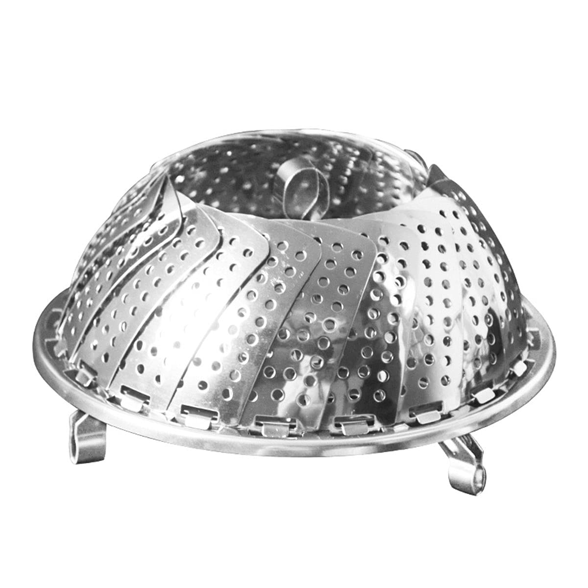 Stainless Steel Foldable Steamer Basket - 13.8 x 13.8 x 9.8cm Vegetable & Fruit Food Steamer Rack for Healthy Cooking, Dumplings, Seafood | Perfect for Kitchen, Camping & Meal Prep