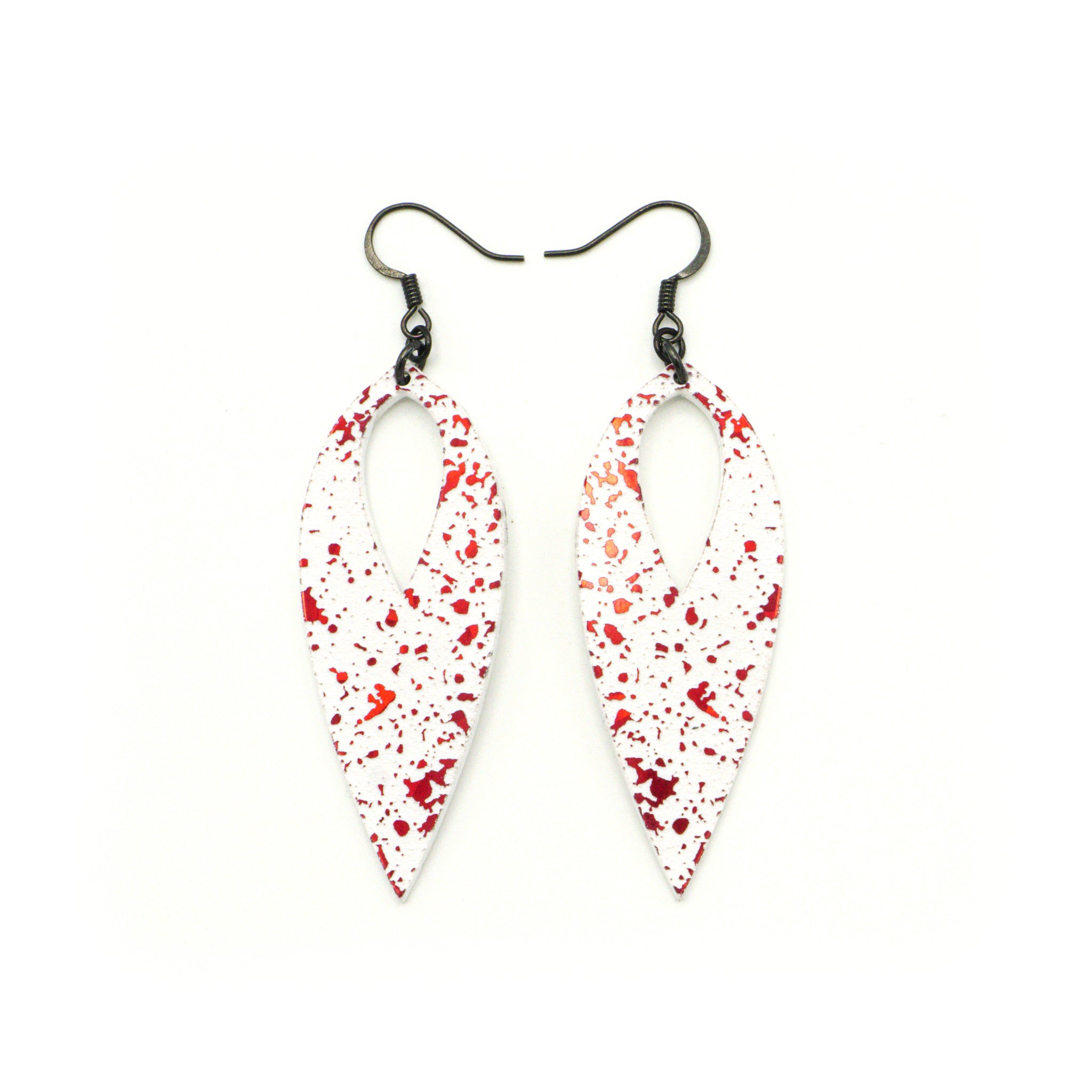 Nativas 24R Acrylic Earrings - Red Holographic & White Dangle Earrings for Women | Trendy Party, Wedding & Everyday Fashion Accessories