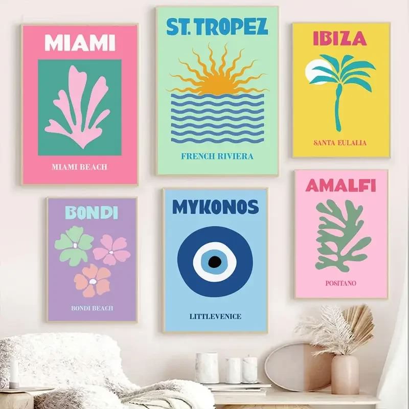 Preppy Cities Pastel Canvas Posters - Aesthetic Wall Art for Home, Office & Dorm Decor | Perfect for Bedroom, Living Room & Gift Ideas