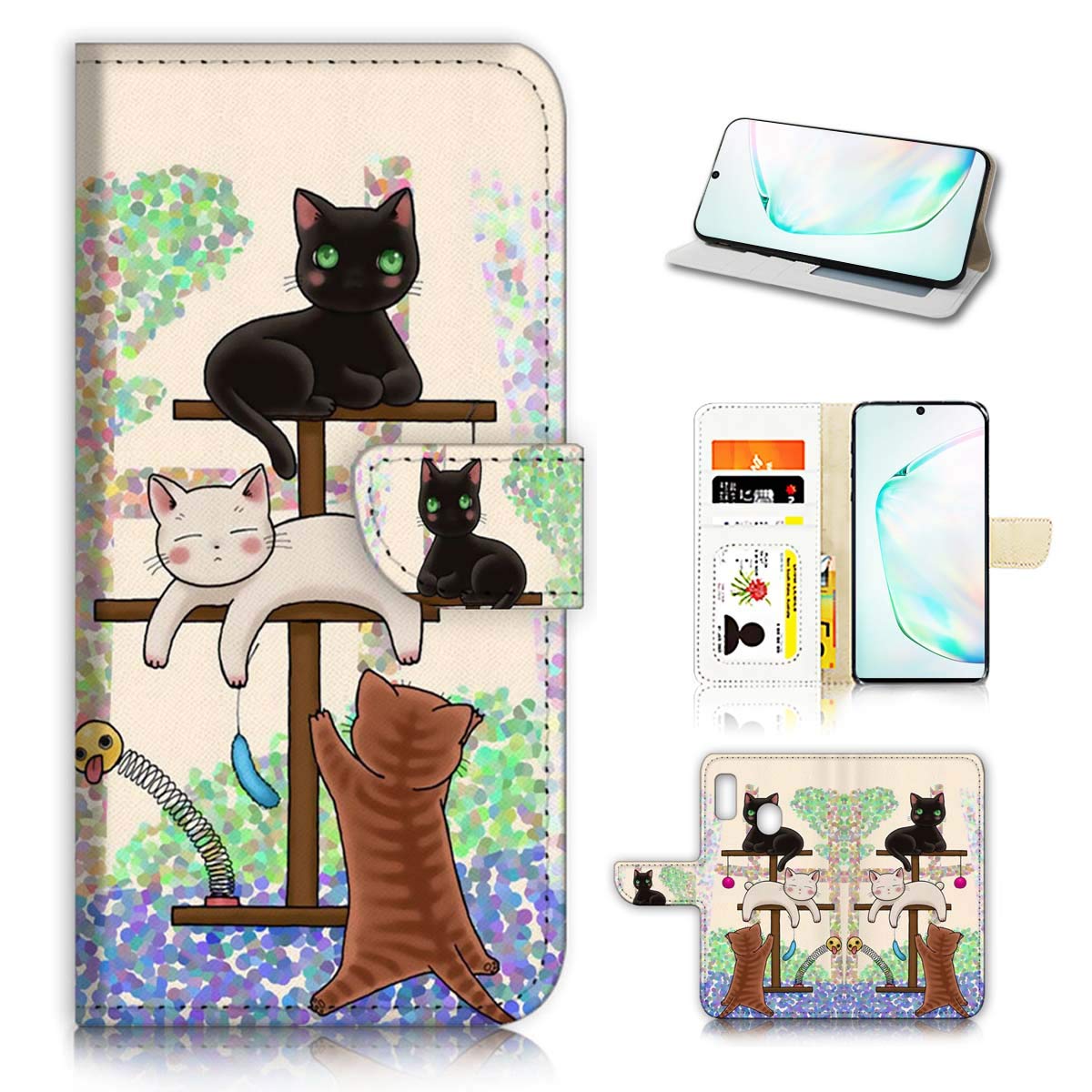 Samsung Galaxy Note 10 Wallet Case with Cartoon Cat Design for Daily Use