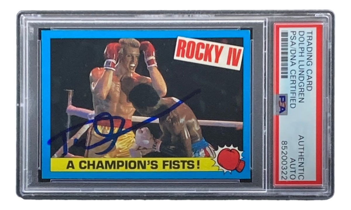 Dolph Lundgren Autographed 1985 Topps #20 Rocky IV Ivan Drago Trading Card - PSA/DNA Certified - Collectible Memorabilia for Movie Fans & Sports Card Collectors