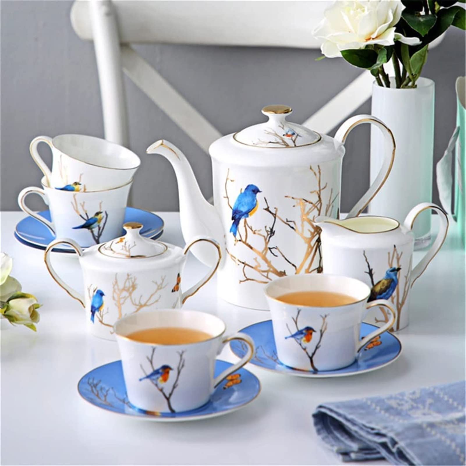 English Afternoon Tea Set - Teapot, Cups & Saucers for Home & Gifting