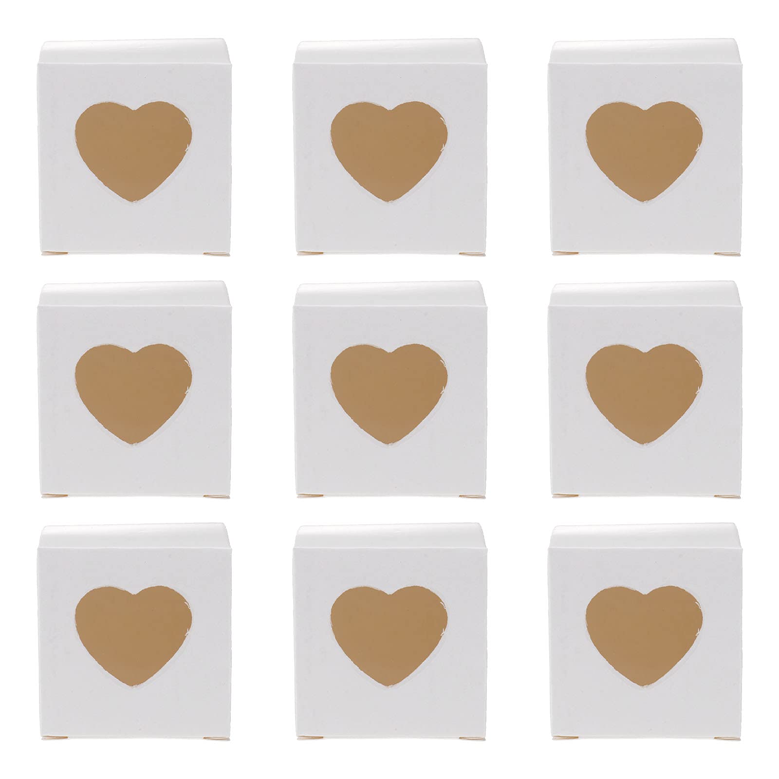 UPKOCH 50pcs Kraft Paper Candy Boxes with Heart Window - Wedding Cupcake Favor Boxes for Party Decor