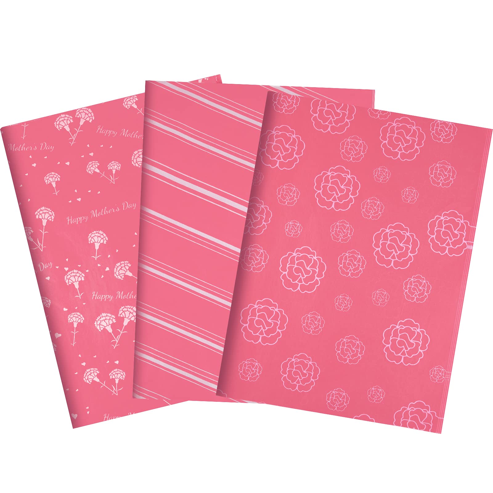 MIAHART 60 Sheets Mother's Day Gift Wrapping Paper - Floral Carnation Design Tissue Paper for Gifts, DIY Crafts, Wine Bottles & Party Decorations - Perfect for Mother's Day, Birthday, Wedding & Holiday Presents