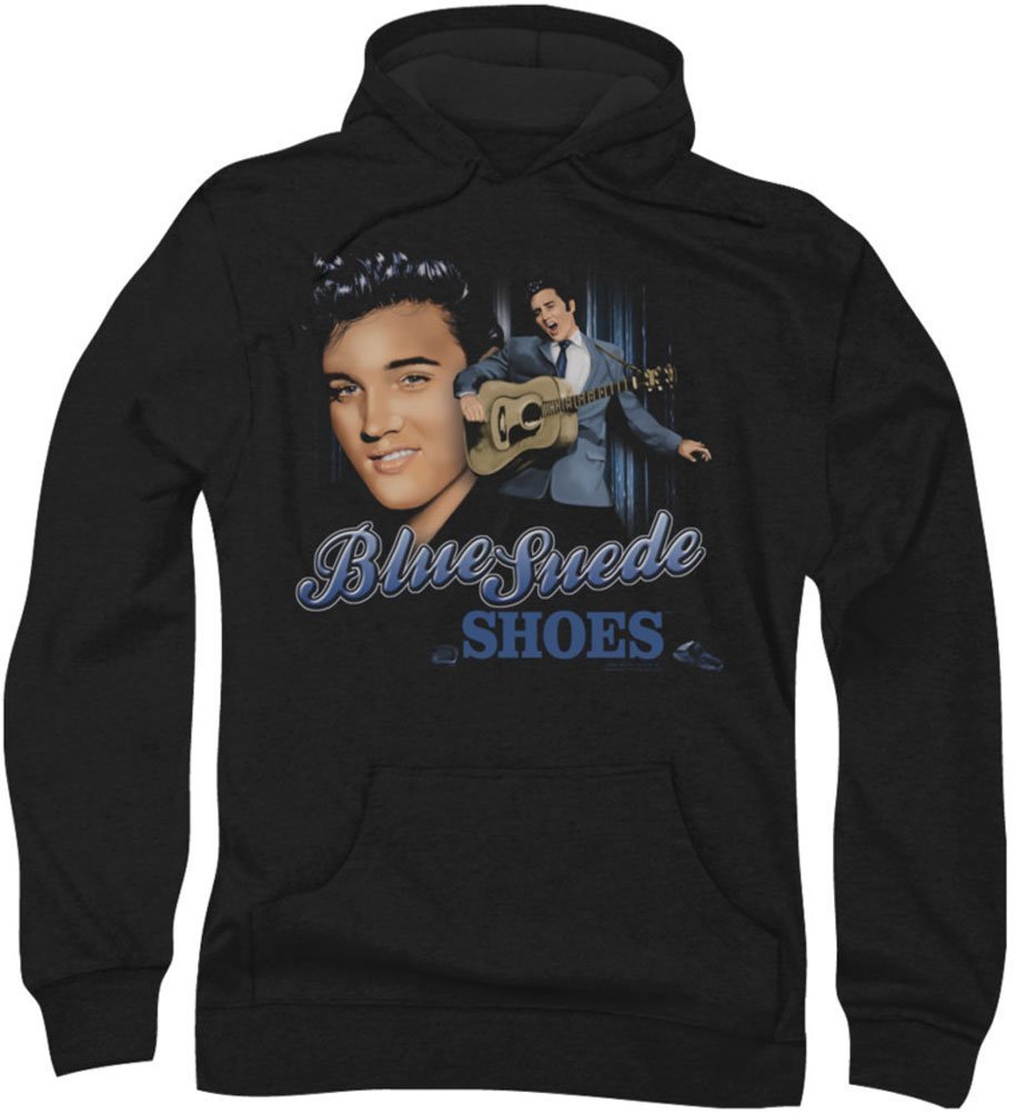 Elvis Presley Men's Blue Suede Shoes Hoodie - Vintage Rock Music Sweatshirt for Concerts & Casual Wear