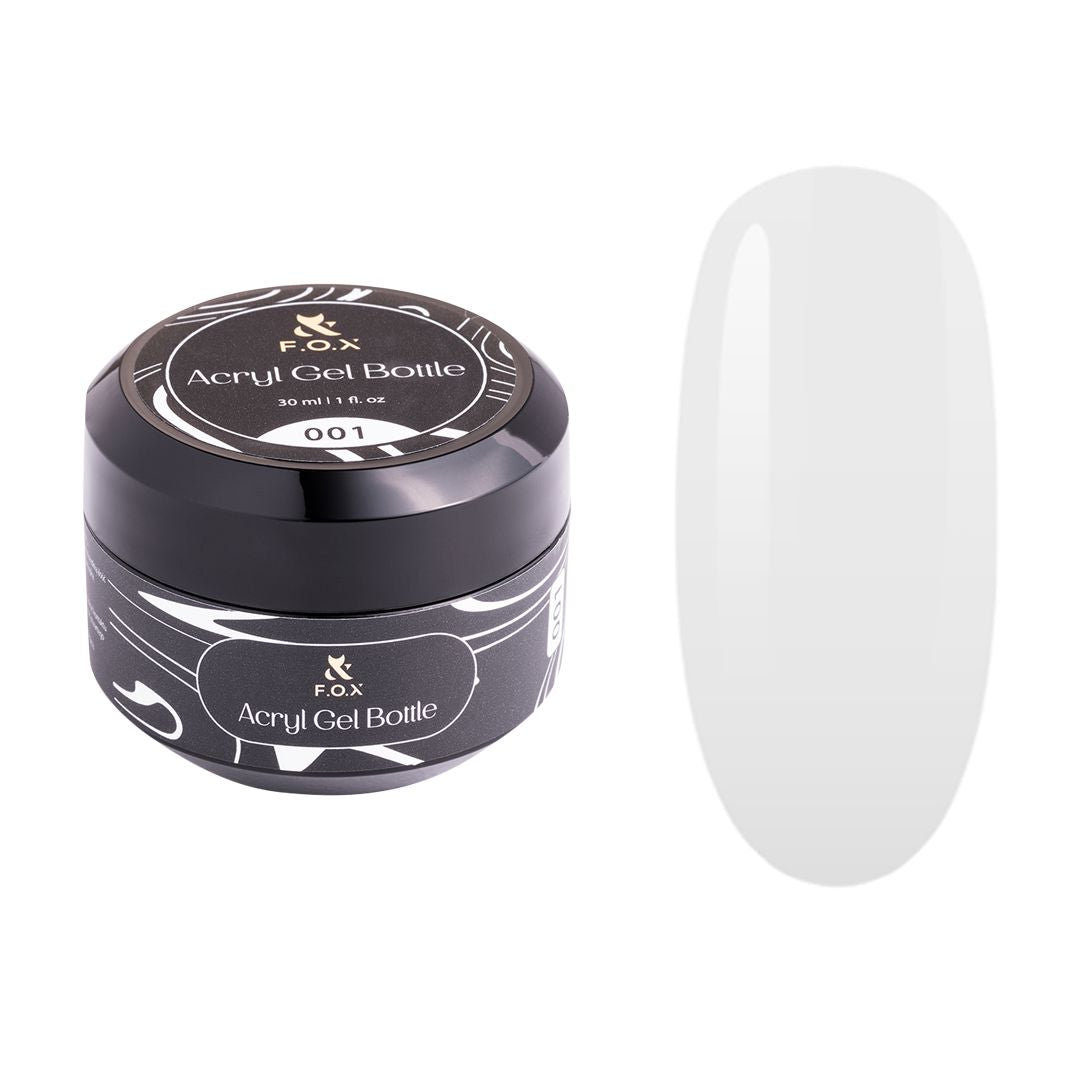 F.O.X Acryl Gel Nail Polish Bottle 001 - 30ml Professional Nail Art Gel for Salon & DIY Manicure at Home