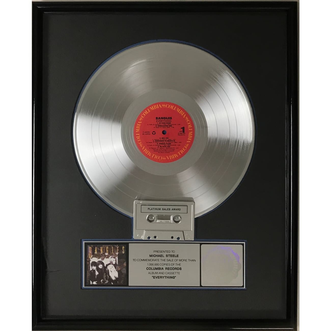 Rare RIAA Platinum Album Award Presented to Michael Steele - Authentic Music Memorabilia for Collectors & Fans | Perfect for Display in Music Studios, Theaters, and Fan Collections