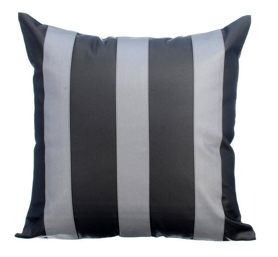 Silver & Gray Faux Leather Throw Pillow Cover - Waterproof & Stylish Decorative Cushion Case for Sofa, Bed, Chair - Home & Office Decor