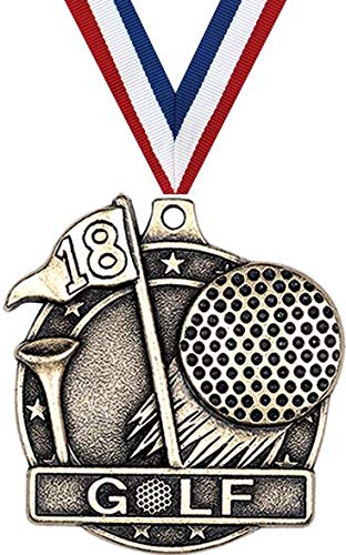 2 Inch 3D Diecast Golf Medal with Golf Ball Design - Gold Prime Award for Golf Tournaments & Sports Events - Perfect for Trophies, Prizes, and Recognition Ceremonies