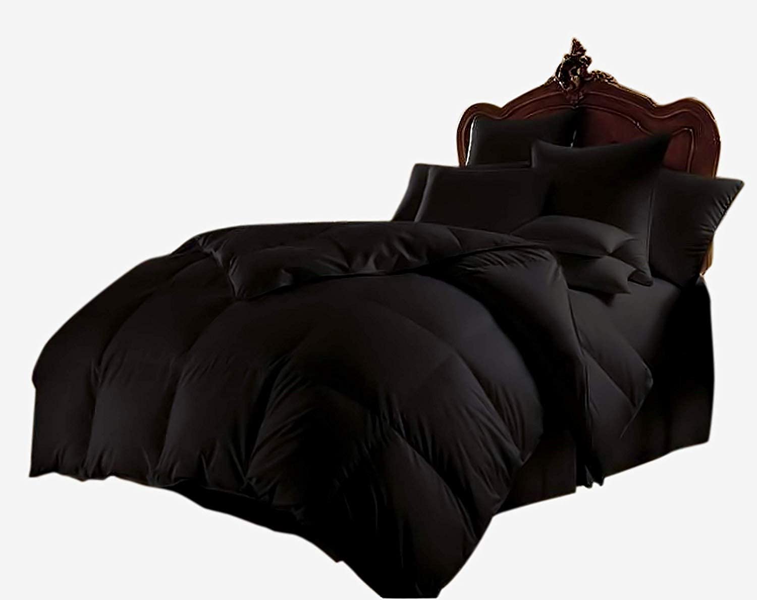 Premium 800 Thread Count 100% Egyptian Cotton All-Season Comforter - King/California King Size, 300 GSM Goose Down Alternative, Solid Black | Luxury Hotel-Quality Bedding for Ultimate Comfort & Style