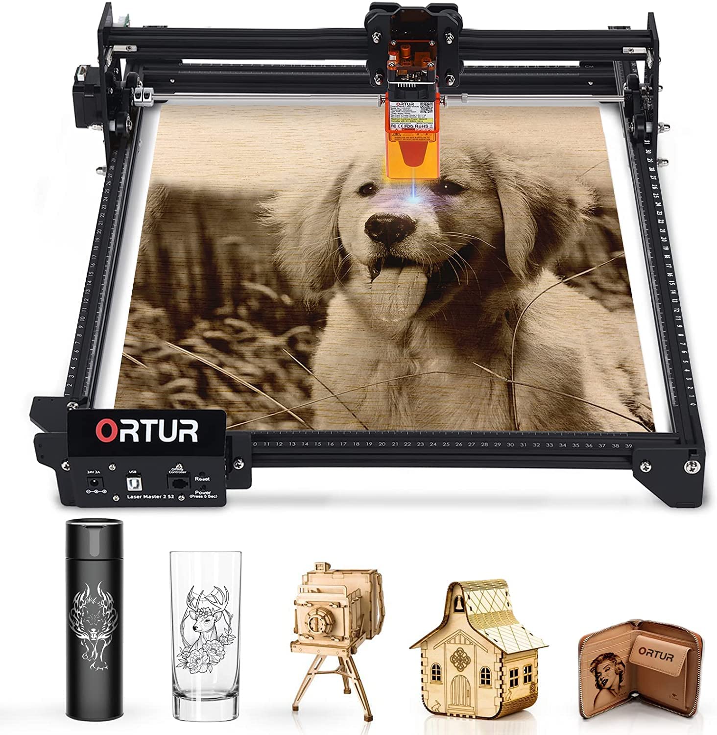 ORTUR Laser Master 2 S2 LF - 5.5W Laser Engraver & Cutter Machine for Wood, Metal, Acrylic - DIY Engraving & Cutting Tool for Crafts, Jewelry, Home Decor & Personalized Gifts