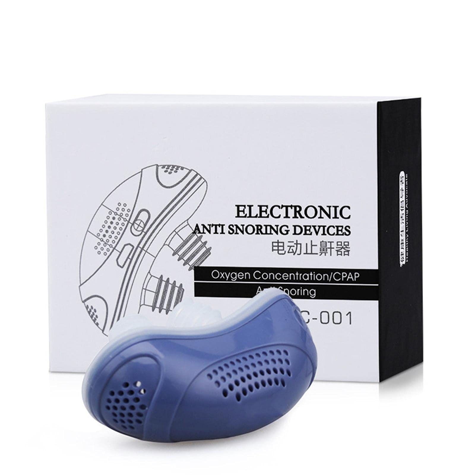 USB Rechargeable Anti Snoring Device - Micro Electric Snore Stopper for Silent Nights, Travel & Home Use - Blue