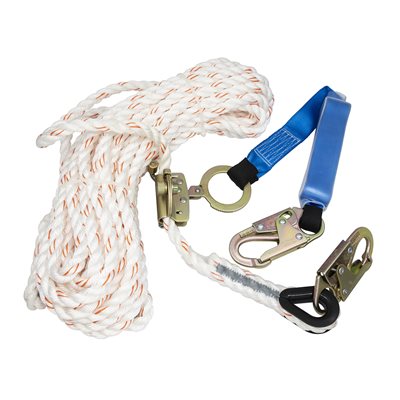 TWXpert 50ft Vertical Lifeline with Fall Arrestor & Rope Grab - OSHA Compliant Safety Harness Equipment for Roofing, Construction & Industrial Work (Model 105718)