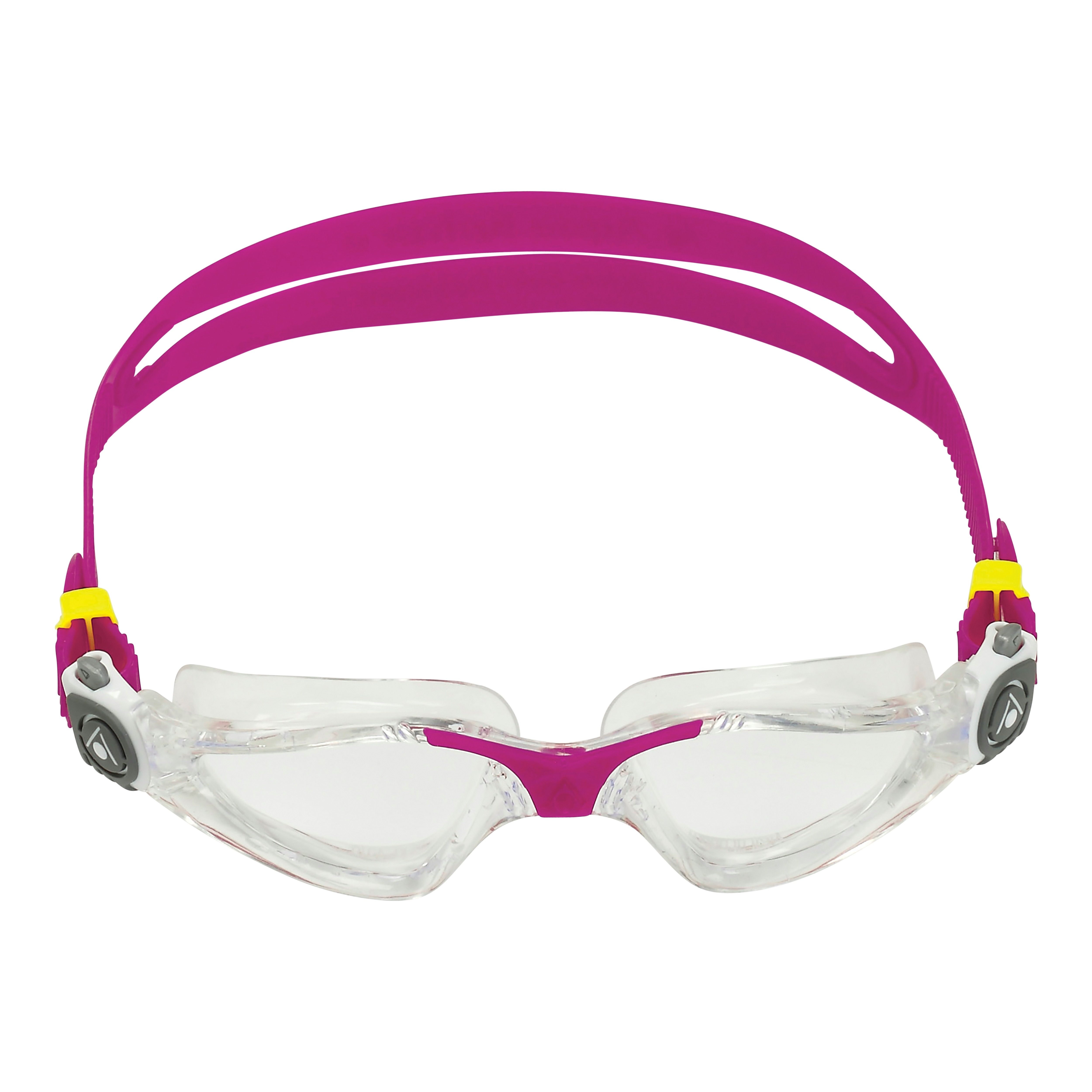 Aqua Sphere Kayenne Small.A1 Swim Goggles - Transparent/Raspberry with Clear Lens for Competitive Swimming & Training