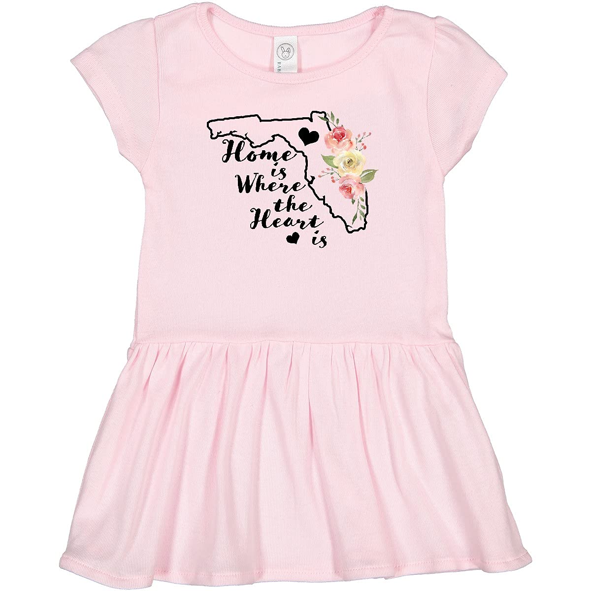 Inktastic Florida Home Where The Heart Is Watercolor Floral Toddler Dress - Cute Baby Girl Outfit for Family Photos, Beach Vacations & Special Occasions