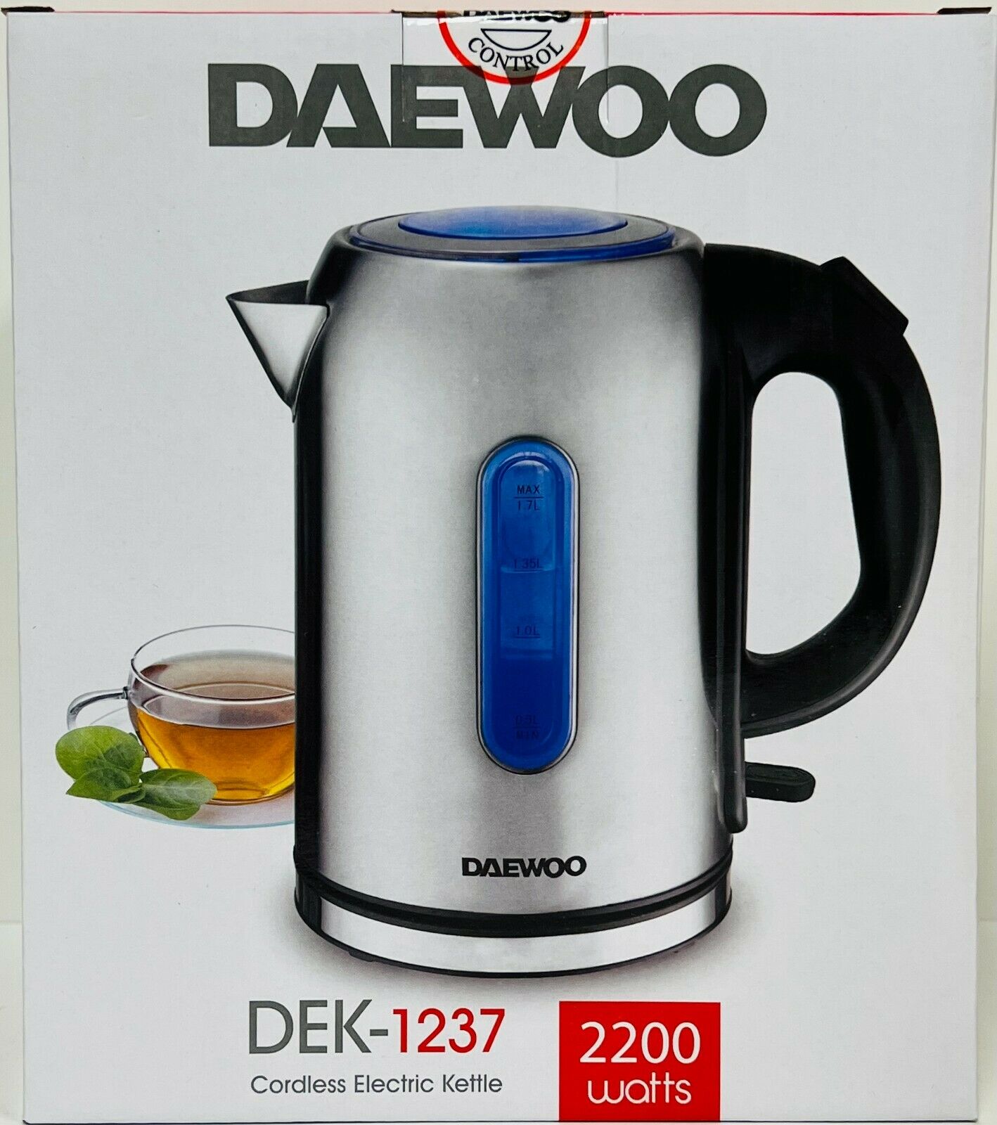 Daewoo DEK1237 Cordless Electric Kettle 1.7L 220-240V 50/60Hz - Fast Boiling for Tea, Coffee & Instant Meals - Perfect for Home, Office & Travel Use