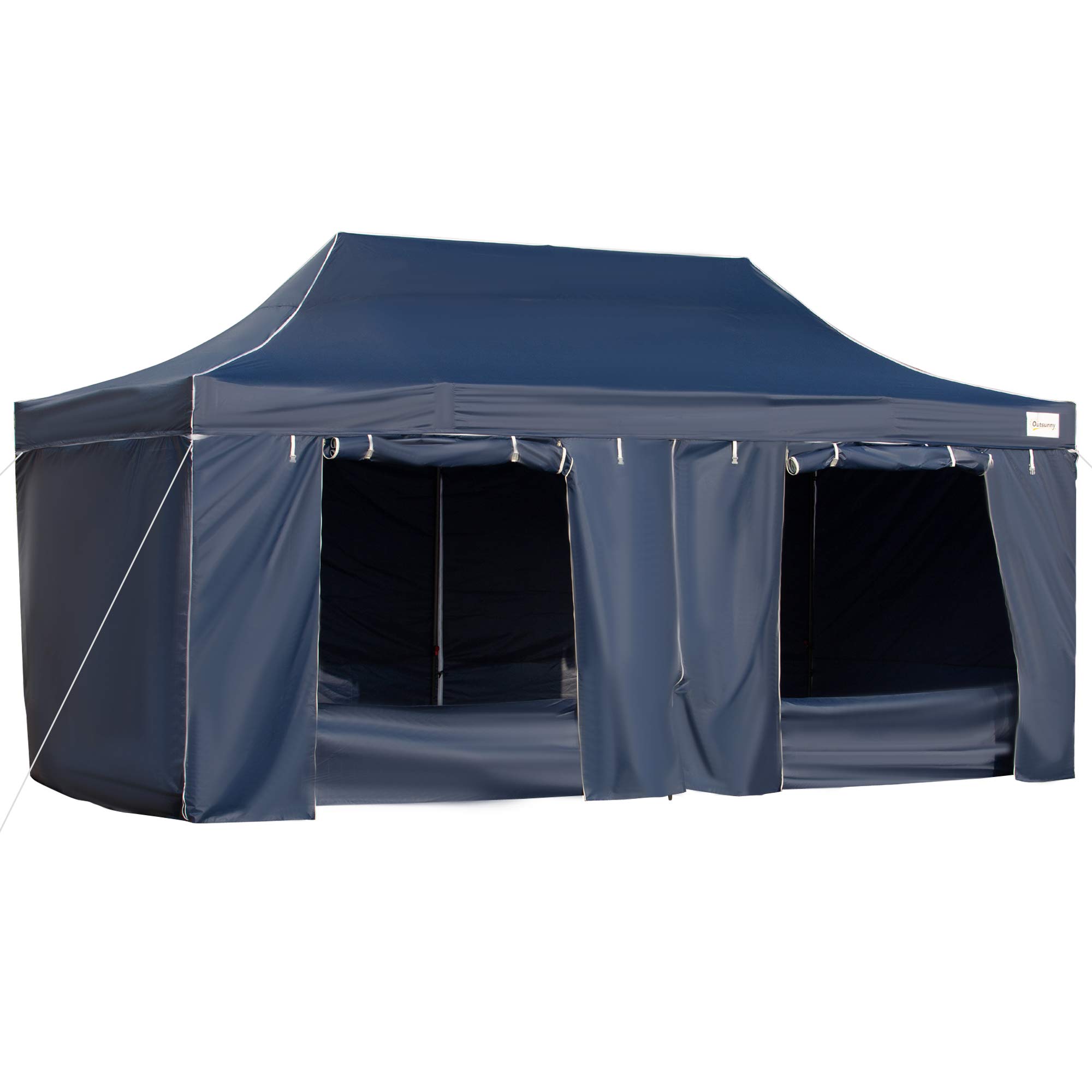 Outsunny 10' x 20' Pop Up Canopy Tent with Removable Sidewalls & Doors, Instant Shelter for Outdoor Parties, Camping, Backyard Events - Includes Wheeled Carry Bag & Height Adjustment - Perfect for Gardens, Patios, Beach & Tailgating