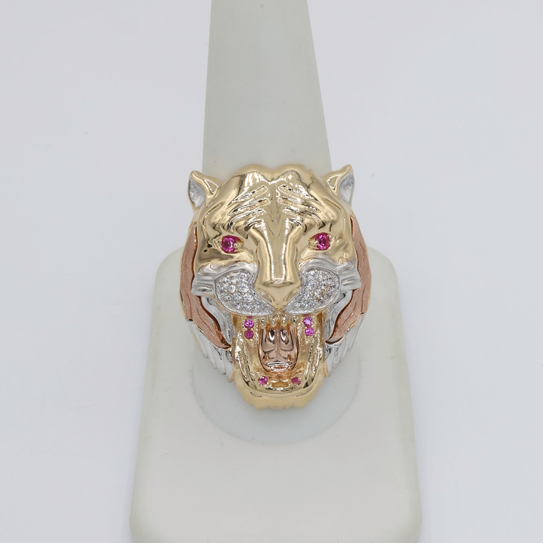 14K Gold Plated Men's CZ Tiger Ring - Premium Cubic Zirconia Jewelry for Men - Stylish Gift for Him - Perfect for Weddings, Anniversaries & Special Occasions