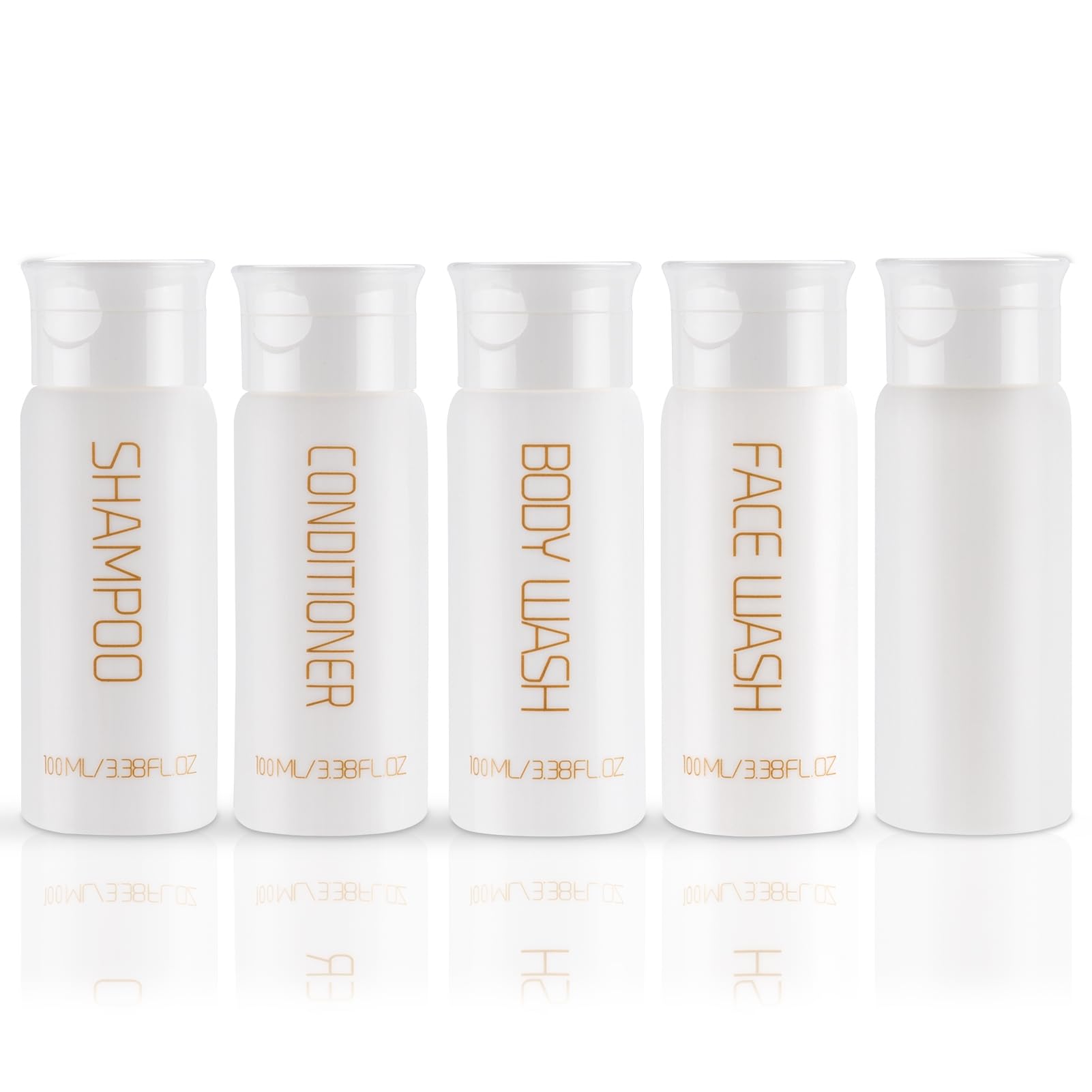 5-Pack 3.38 oz TSA Approved Leak-Proof Travel Bottles for Shampoo, Conditioner & Toiletries | Refillable Squeeze Containers | Perfect for Air Travel, Gym & Vacation Essentials