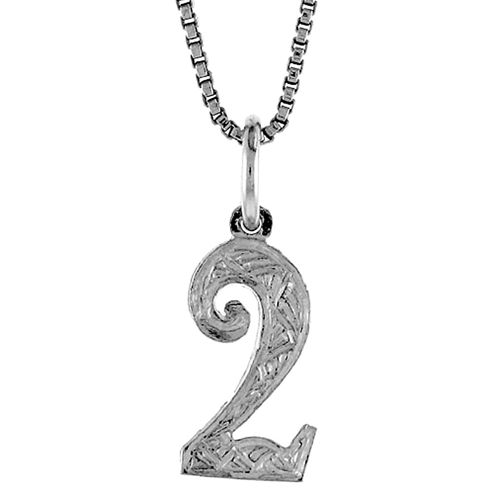 Sterling Silver Number 2 Charm Pendant - 1/2 Inch Tall - Perfect for Birthdays, Anniversaries & Jewelry Making