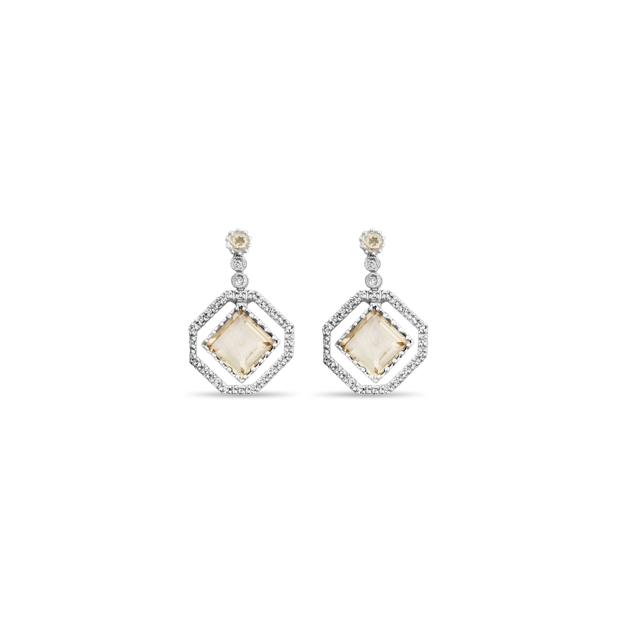 Natural Citrine Quartz Drop Diamond Earrings for Women - Elegant Dangling Jewelry for Parties, Weddings & Special Occasions