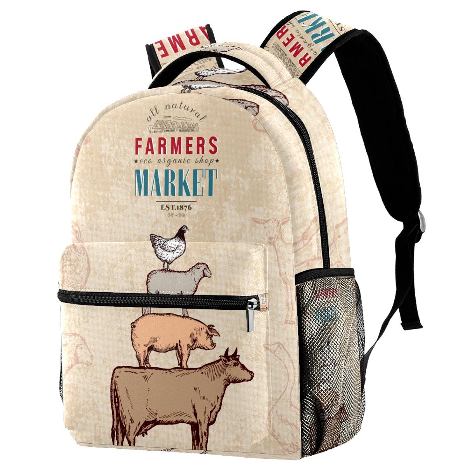 Farm Print BookBag for Women & Men - School, Travel & Outdoor Backpack