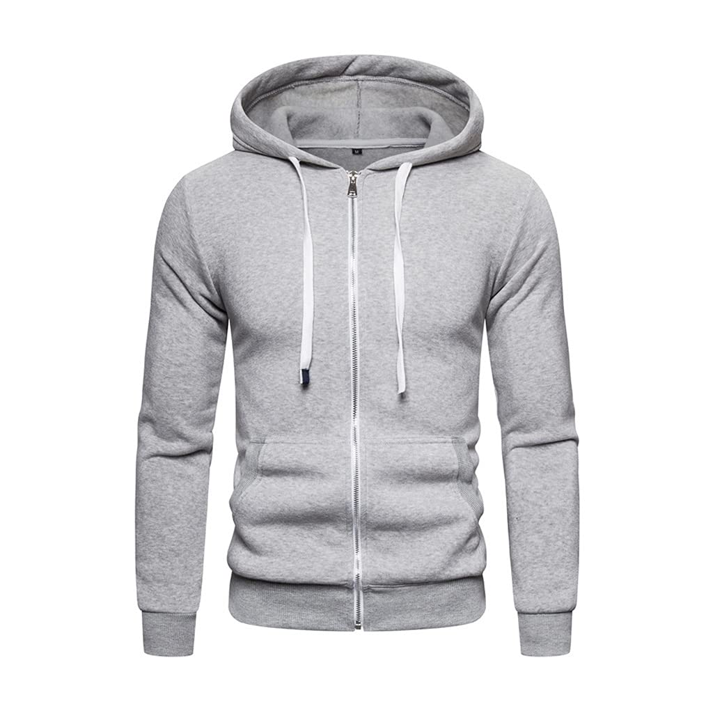 Men's Cotton Fleece Hoodie - Solid Gray Slim Fit Casual Pullover Sweatshirt for Spring | Warm & Comfortable XL Size | Perfect for Outdoor Activities, Gym & Everyday Wear