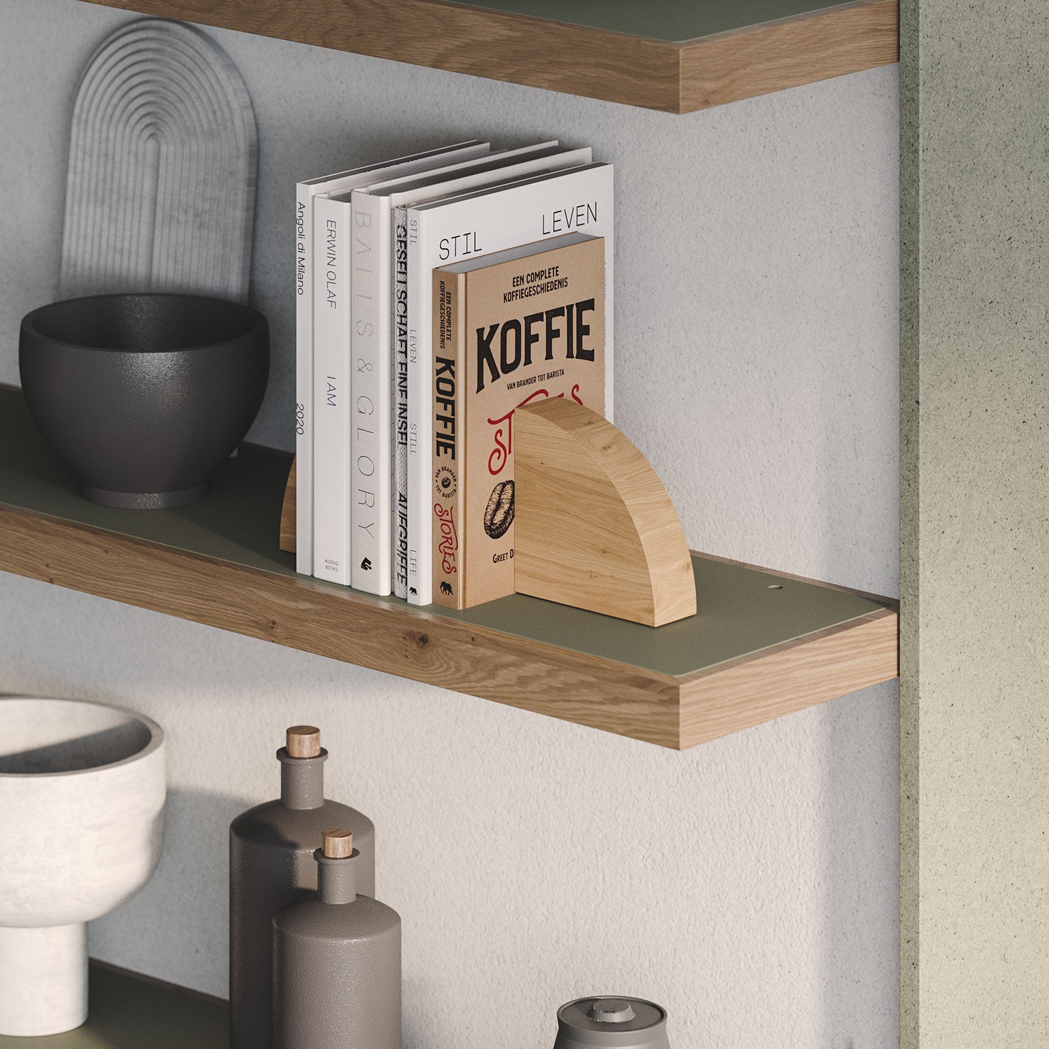 Aksel White Oak Floating Shelf - Natural Wood Wall Shelf for Living Room, Kitchen, Bathroom Decor - Easy Install Modern Storage Solution