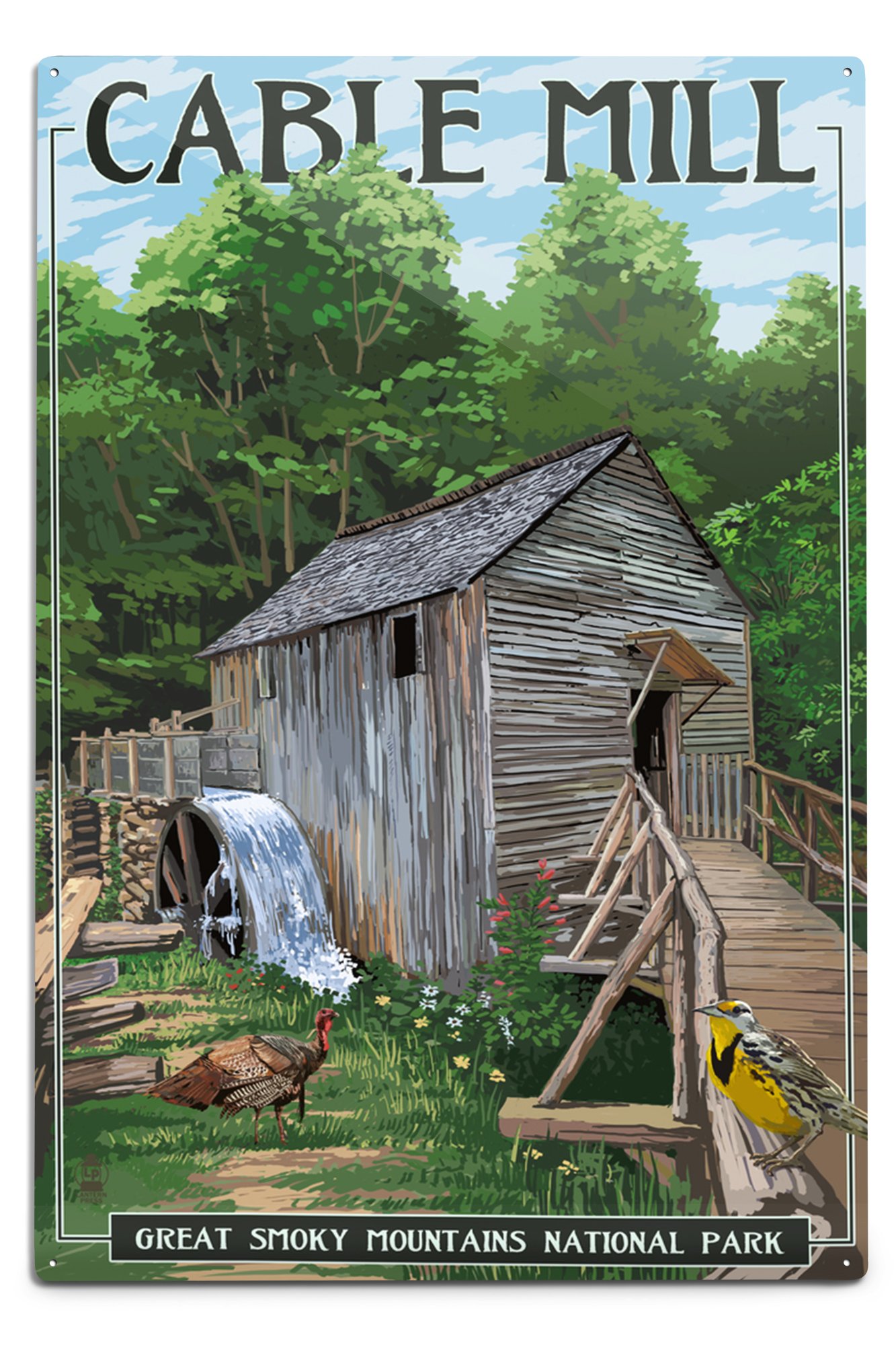 6x9 Aluminum Art Sign - Cable Mill at Great Smoky Mountains National Park TN - Rustic Indoor & Outdoor Metal Wall Decor for Cabin, Man Cave, or Office