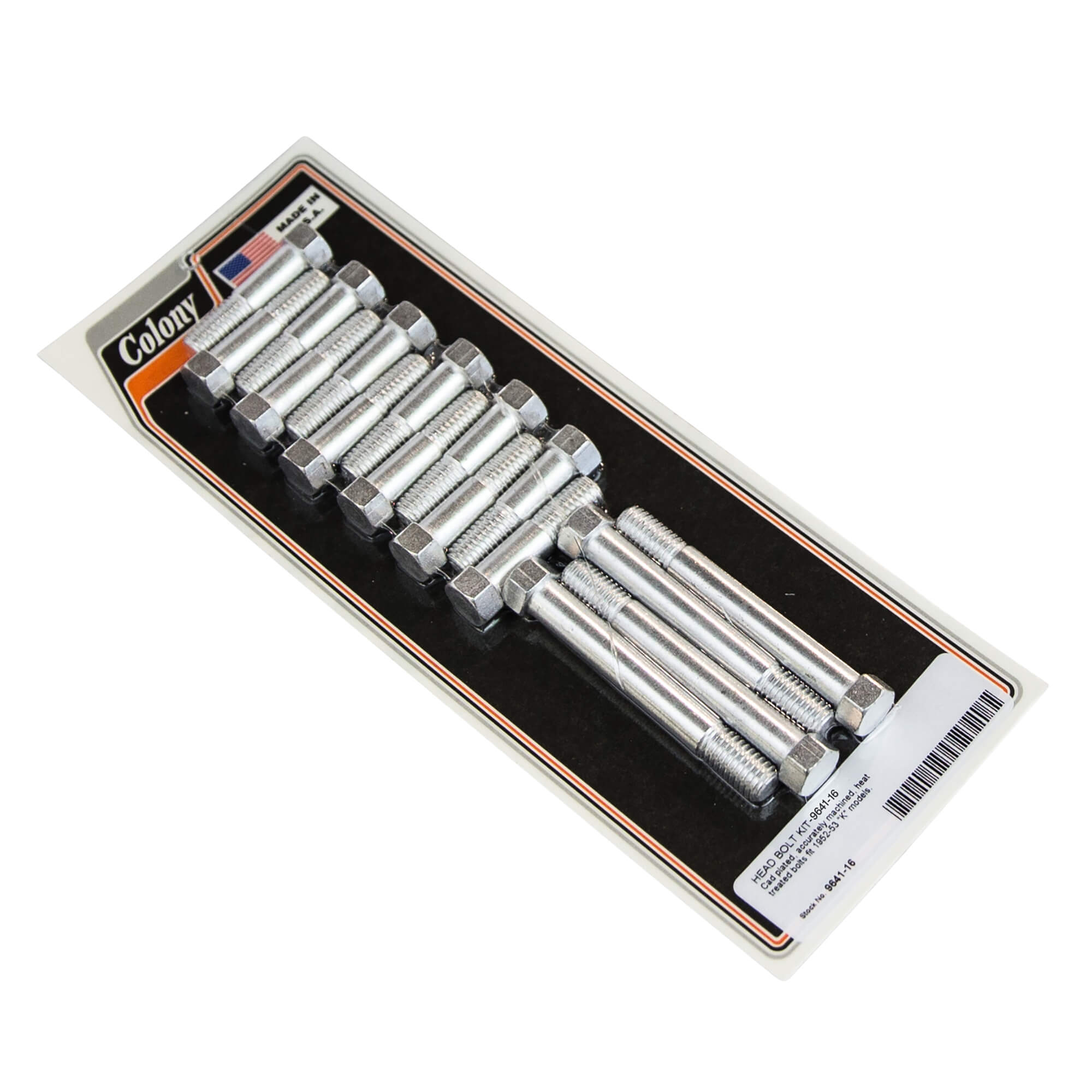 16 Head Bolt Kit for 1952-1953 Harley Davidson K Model - CAD Plated Motorcycle Engine Parts | Perfect for Restoration & Maintenance Projects
