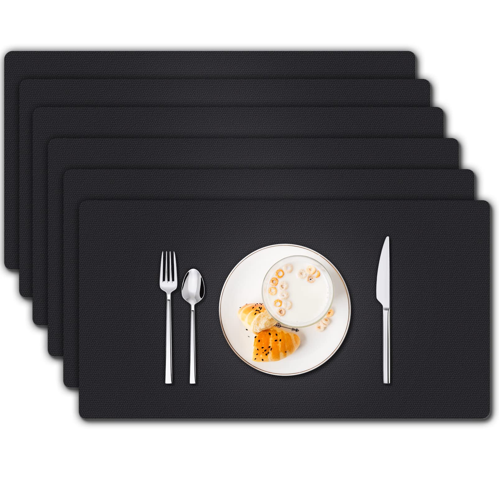 Premium PU Leather Placemats Set of 6 - Heat Resistant & Non-Slip Table Mats for Kitchen & Dining - Waterproof, Stain Resistant, Easy to Clean - Perfect for Indoor & Outdoor Use - Ideal for Dinner Parties, BBQs, and Everyday Dining