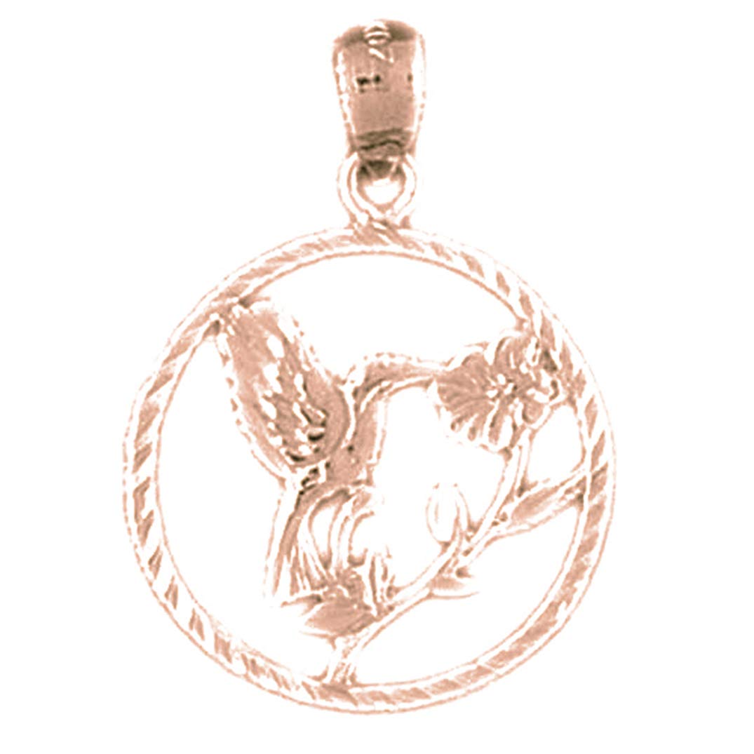 14K Rose Gold Hummingbird Pendant Necklace - 28mm Elegant Jewelry Gift for Women - Perfect for Anniversary, Birthday & Special Occasions