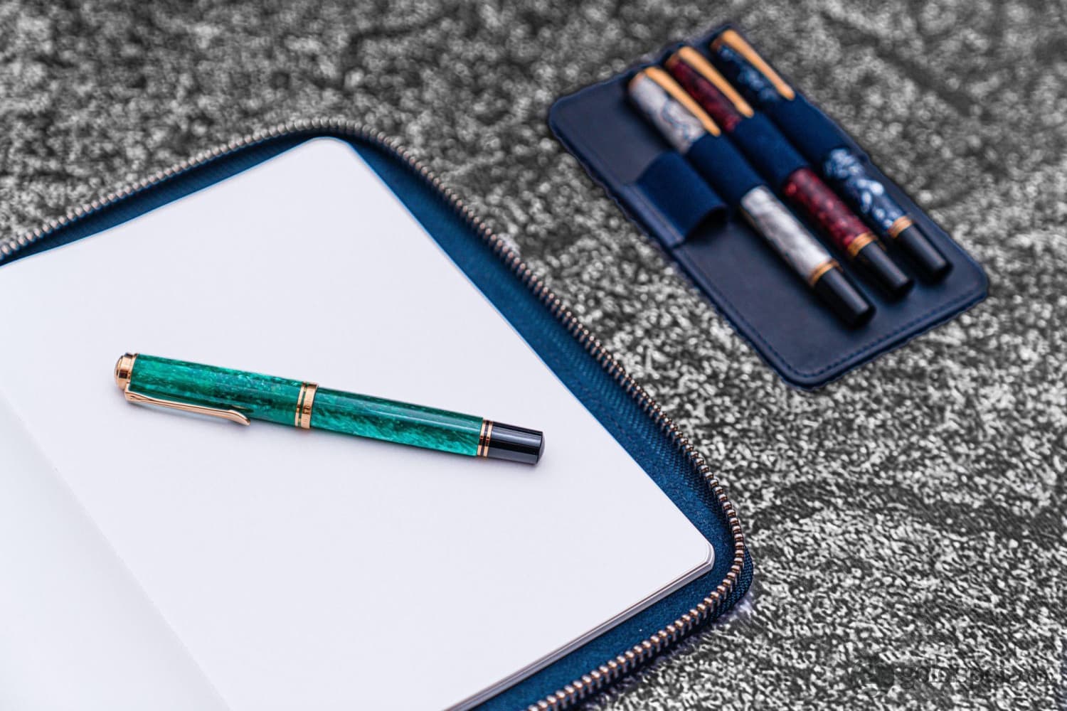 Galen Leather Zippered A5 Notebook Folio - Premium Crazy Horse Navy Blue Leather Cover for Journals, Planners & Notebooks | Perfect for Office, School & Travel Organization