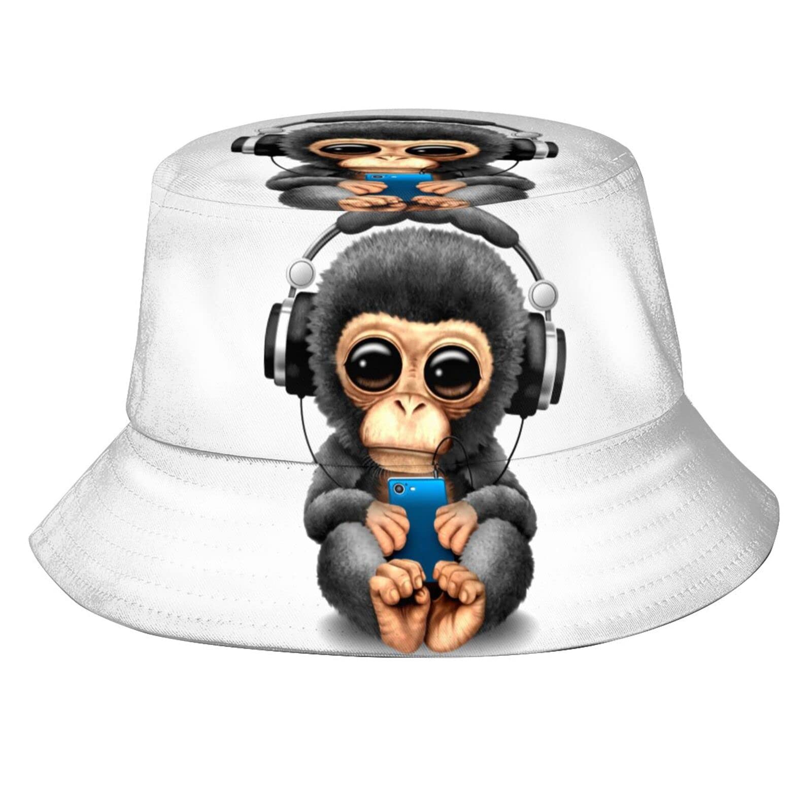 Hip Hop Monkey Print Bucket Hat for Men & Women - Foldable Unisex Sun Hat for Fishing, Beach, Travel & Outdoor Activities - Stylish Casual Hat for Streetwear & Summer Fashion