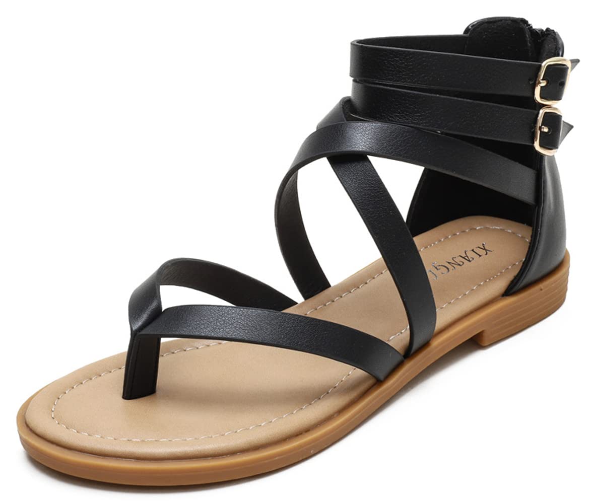 Women's Flat Sandals - Comfortable Clip Toe Sandals with Cross Strap Design for Casual Wear | Perfect for Beach, Vacation, and Summer Outfits