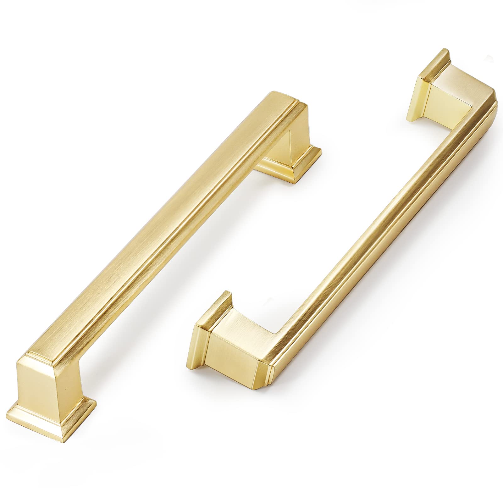 VEHCIL 10 Pack 5 Inch (128mm) Brushed Brass Cabinet Pulls - Solid Zinc Alloy Kitchen Cabinet Handles for Cupboard, Closet, Bathroom & Dresser Drawers - Perfect for Home Renovation & Furniture Upgrade