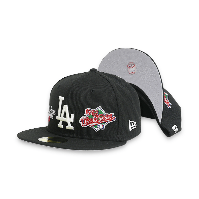 LA Dodgers World Series Black Fitted Hat for Men - Official MLB Baseball Cap for Sports Fans & Streetwear Fashion