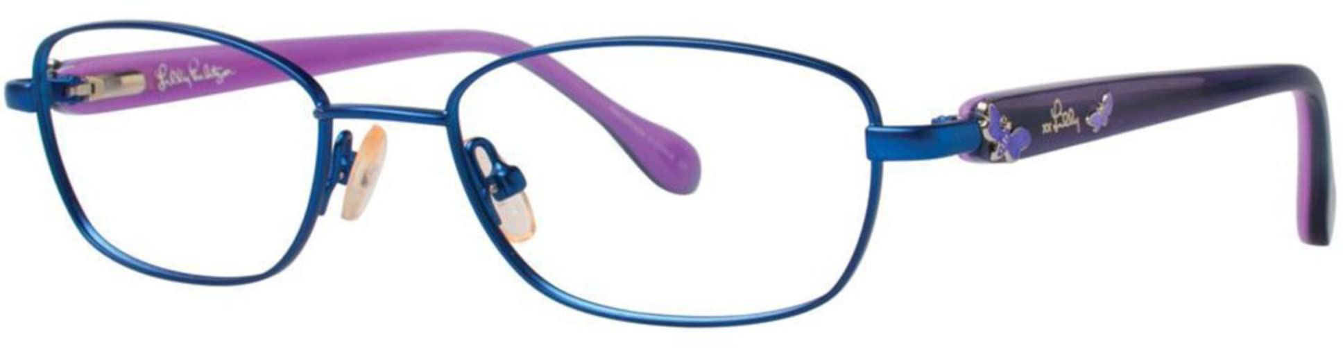 LILLY PULITZER Women's Eyeglasses - Coral & Navy Blue Frames (45mm) | Stylish Cat Eye Glasses for Women, Perfect for Reading, Work & Fashion Accessories