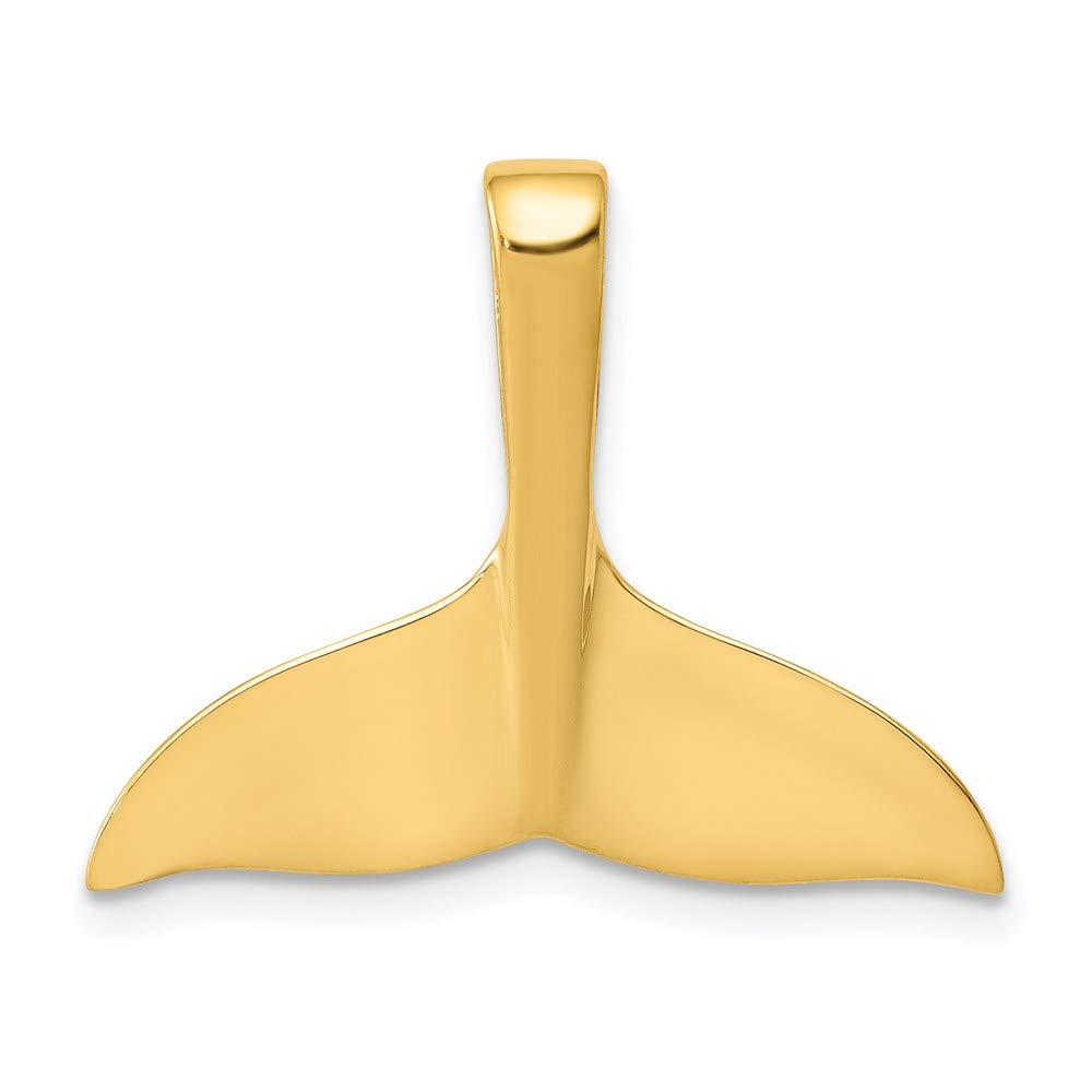 14k Yellow Gold Whale Tail Slide Pendant for Necklace - Elegant Jewelry Gift